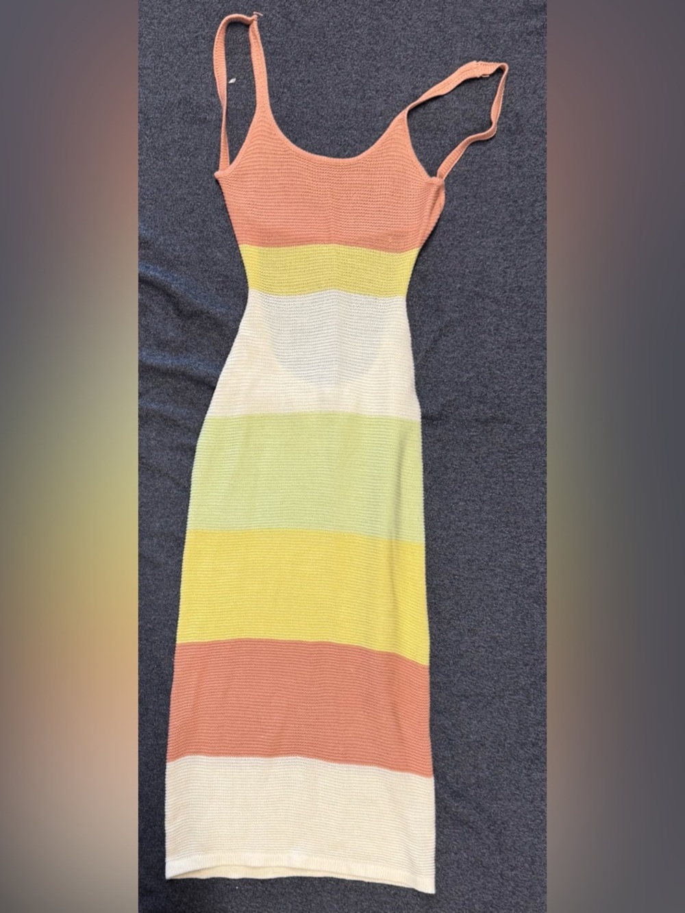 HYFVE Pastel Stripe Maxi Dress in Coral, Yellow & Cream